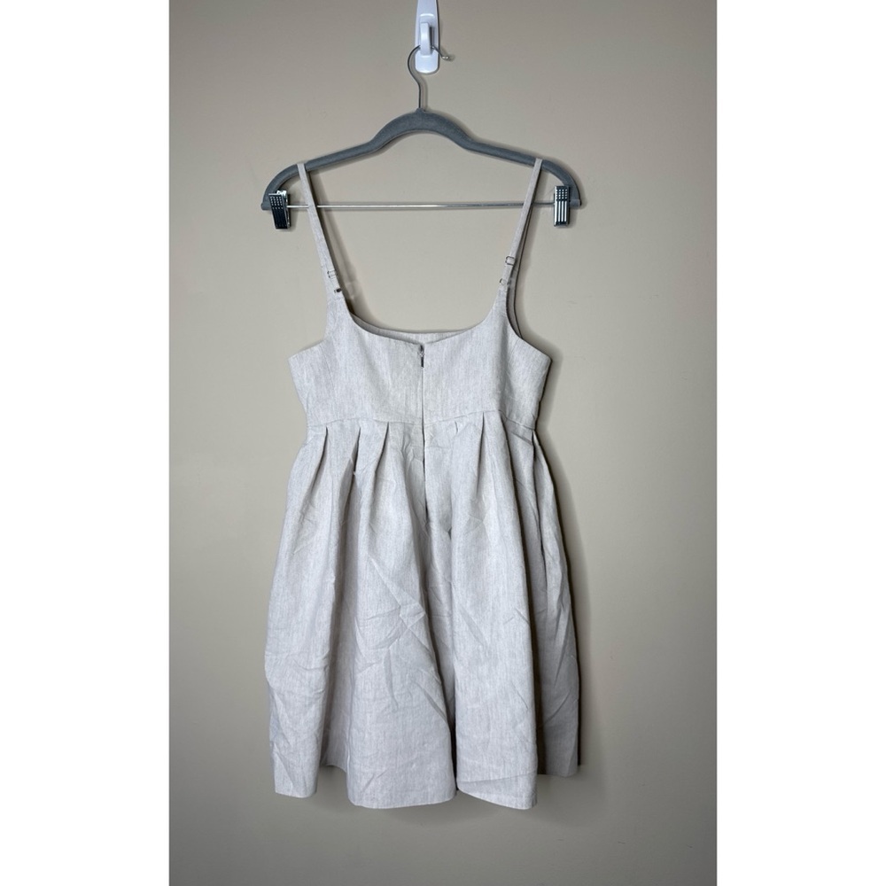 Rebecca Taylor Linen Square Neck Pleated Romper in Rye Size 2 - Picture 3 of 8